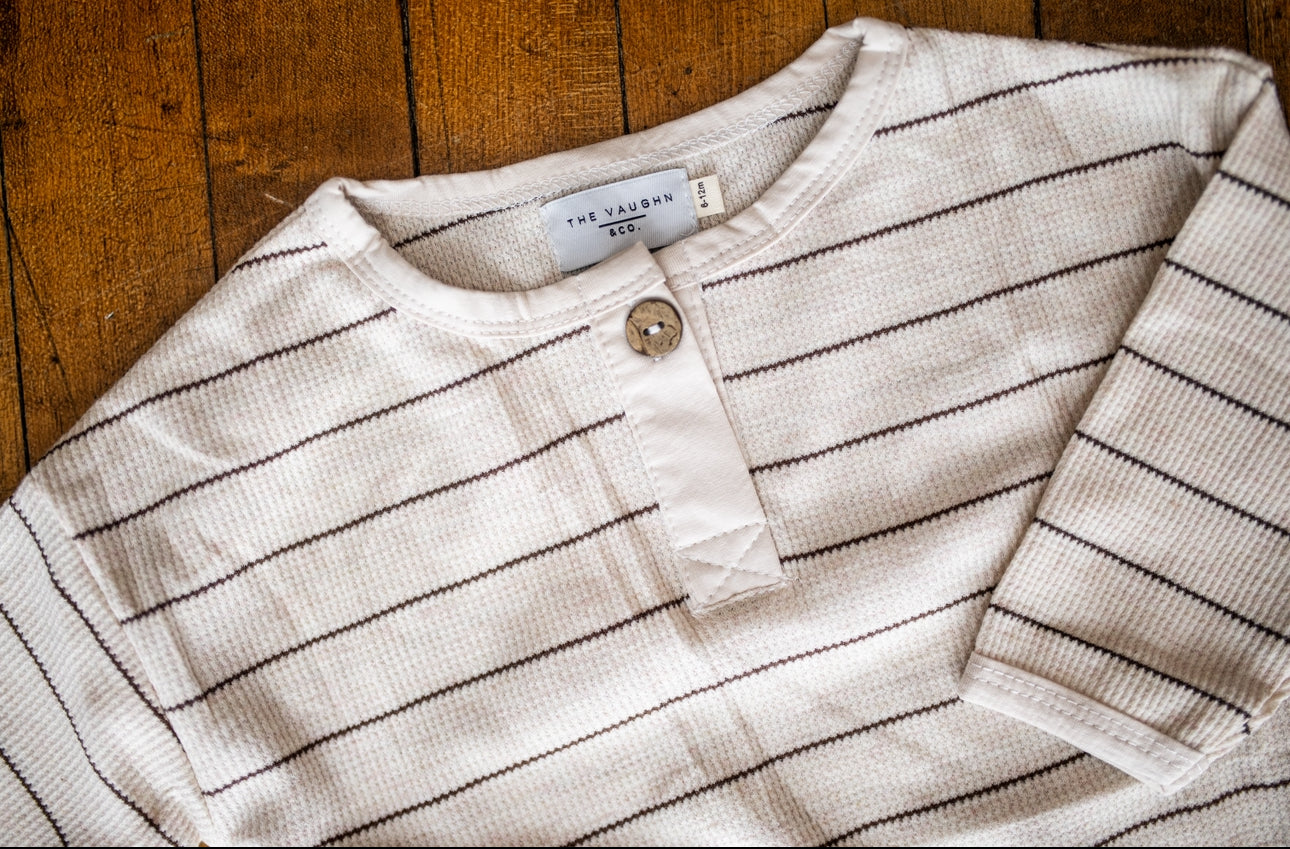 Mabel Waffle Long Sleeve Tee - Beige