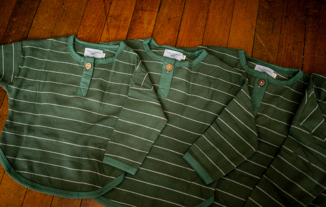 Mabel Waffle Long Sleeve Tee - Army Green