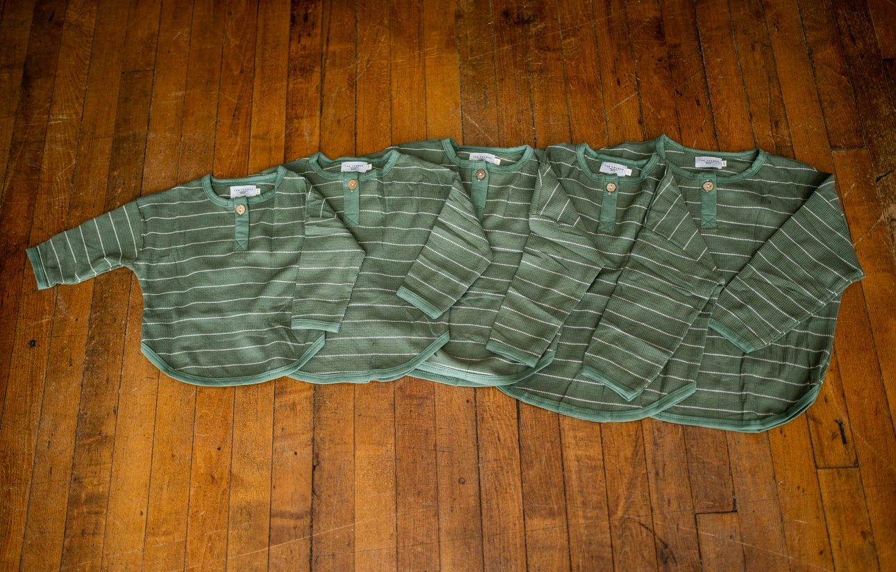 Mabel Waffle Long Sleeve Tee - Army Green