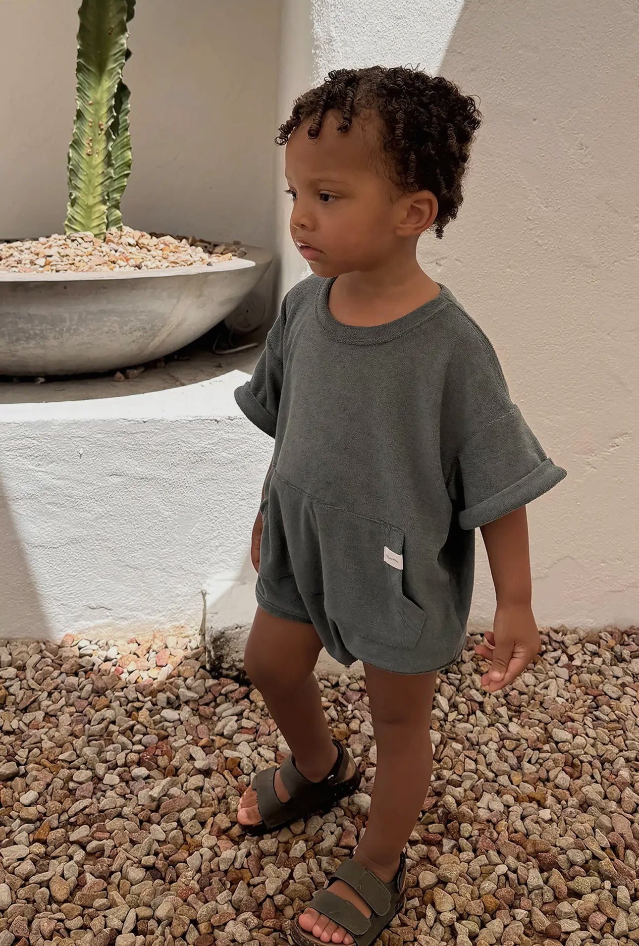 Mini Terry Romper - Olive Moss