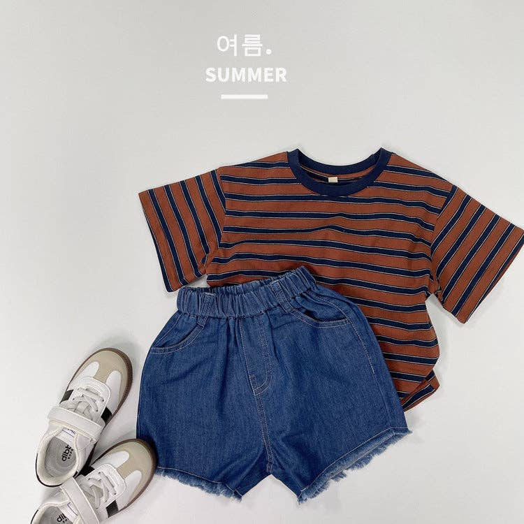 Striped Cotton Short Sleeve T-Shirt for Kids