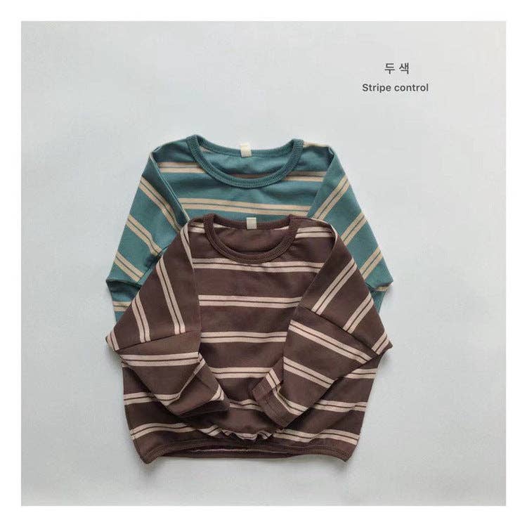 Striped Long Sleeve T-Shirt for Kids Casual Soft Cotton Tee
