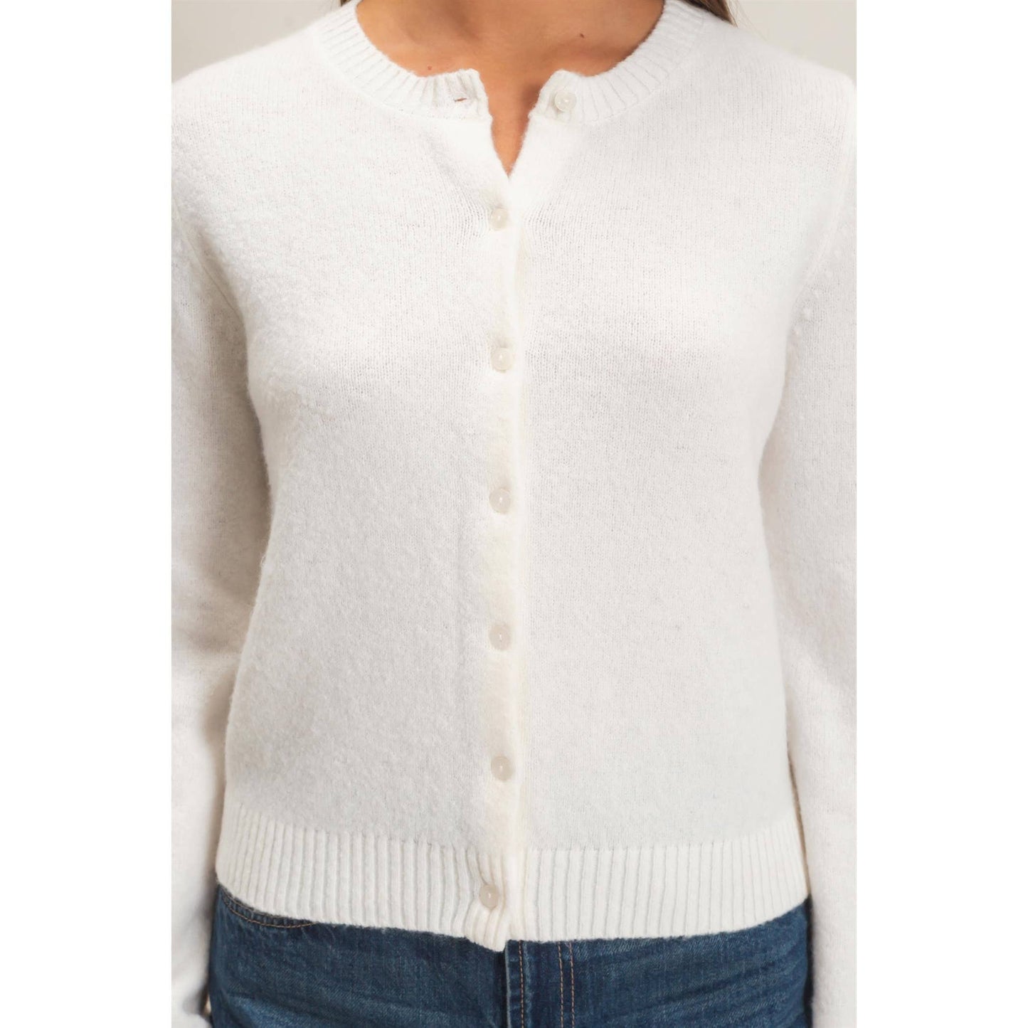 Crew Neck Cardigan *CHARCOAL*