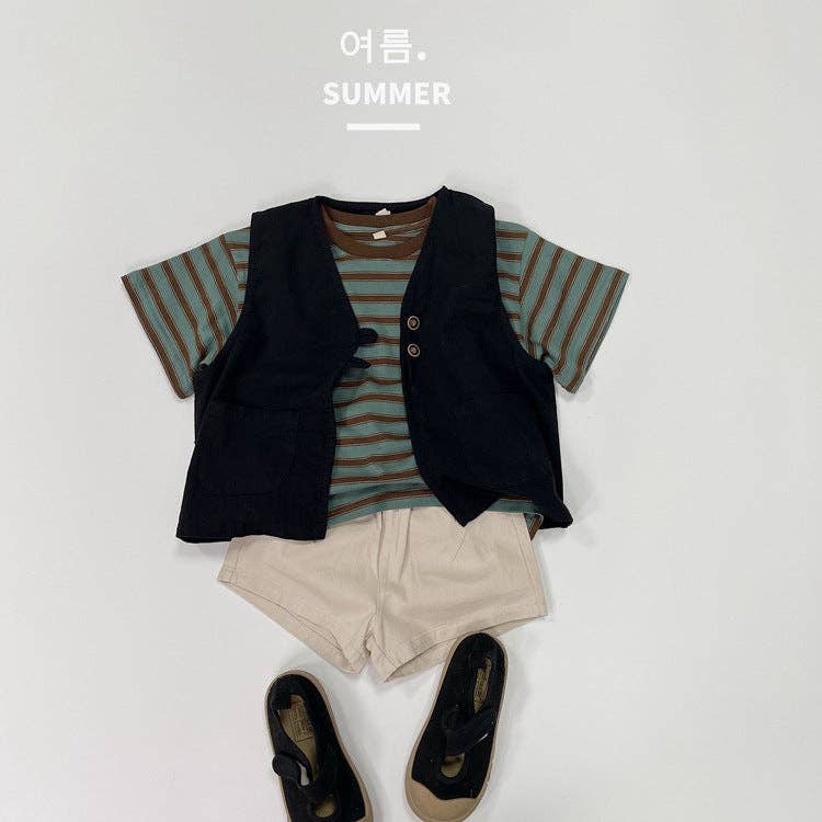 Striped Cotton Short Sleeve T-Shirt for Kids