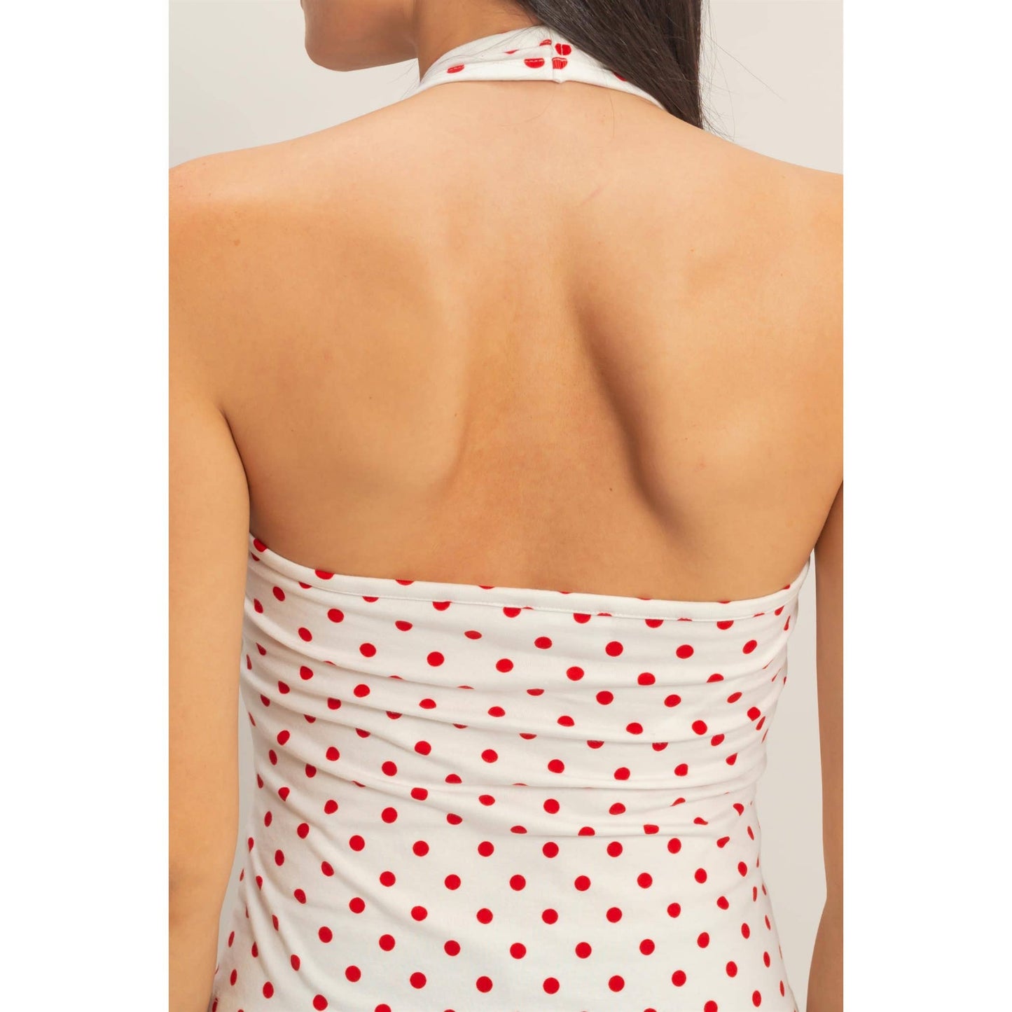 Polka Dot Halter Top - White with Black polka dots