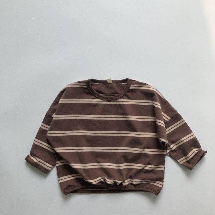 Striped Long Sleeve T-Shirt for Kids Casual Soft Cotton Tee