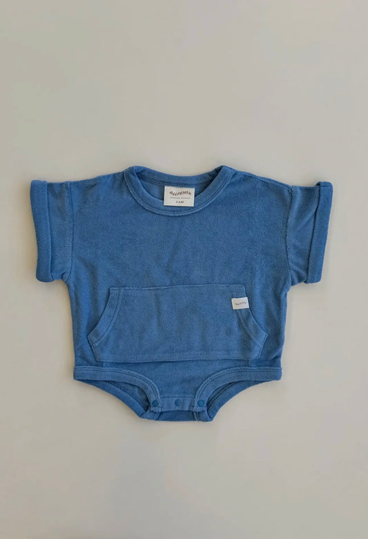 Mini Terry Romper - Blueberry Sky