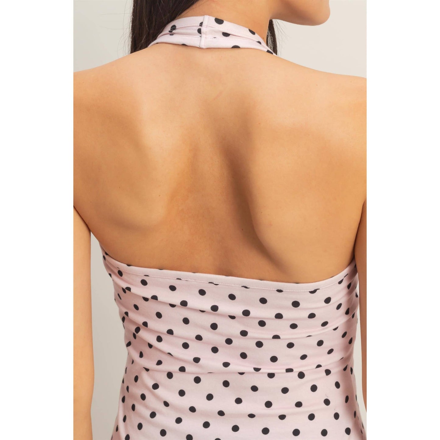 Polka Dot Halter Top - White with Black polka dots