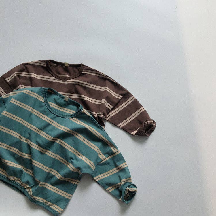 Striped Long Sleeve T-Shirt for Kids Casual Soft Cotton Tee