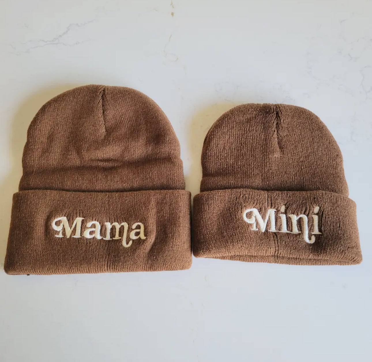 Matching Knit Hats - Mama - Dark Brown