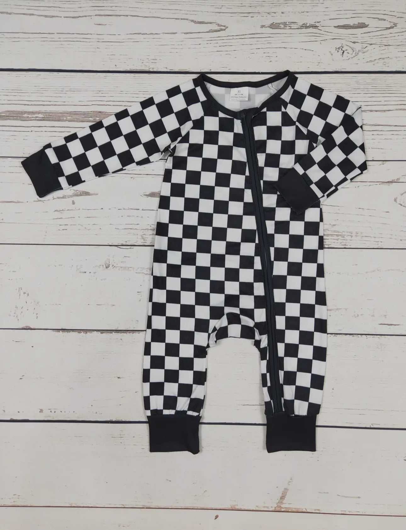 Baby Black Checkered Zipper Sleeper