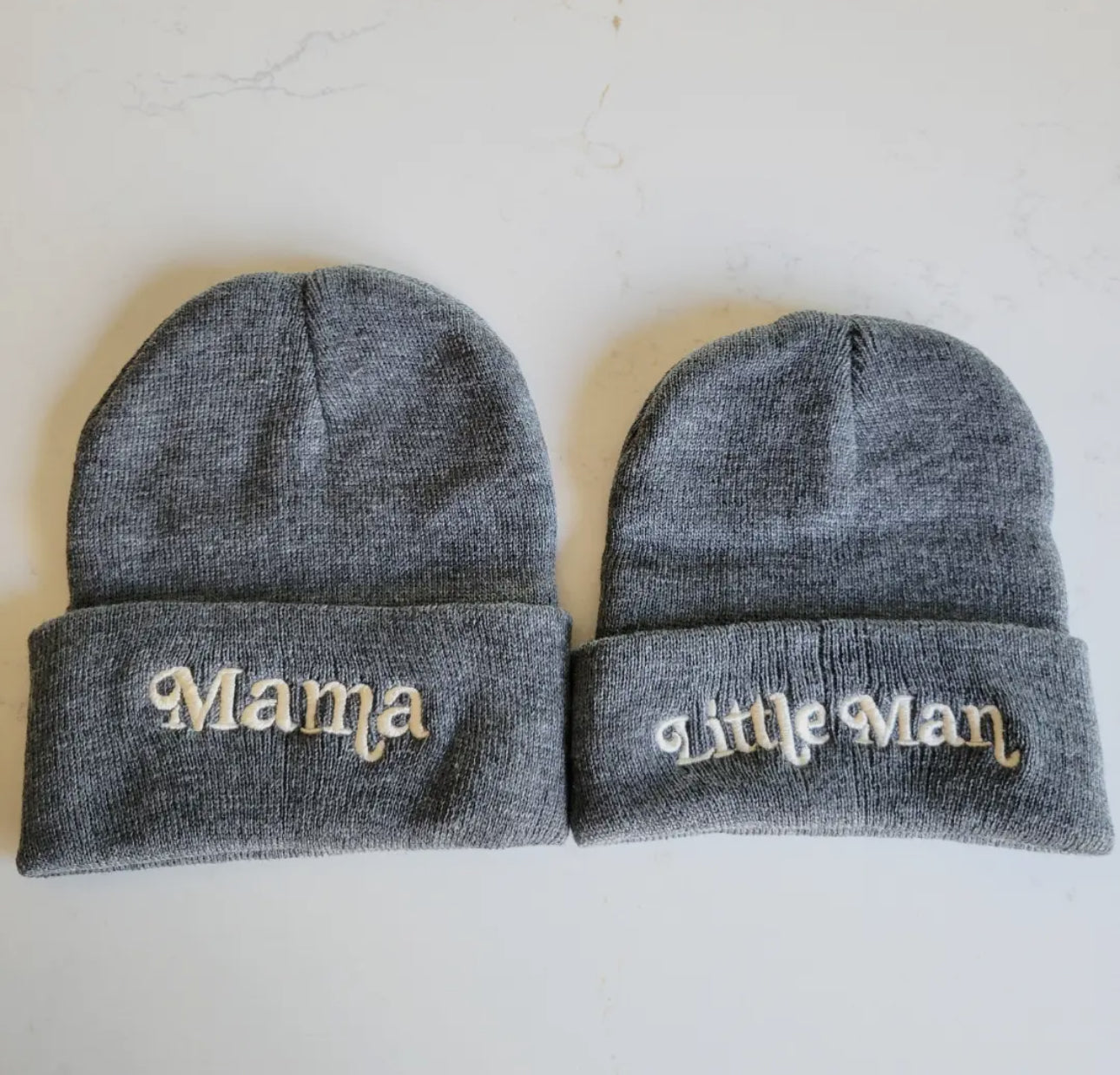 Matching Knit Hats - Little Man - Dark Grey