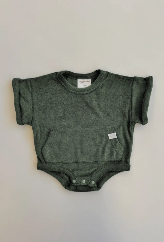Mini Terry Romper - Olive Moss