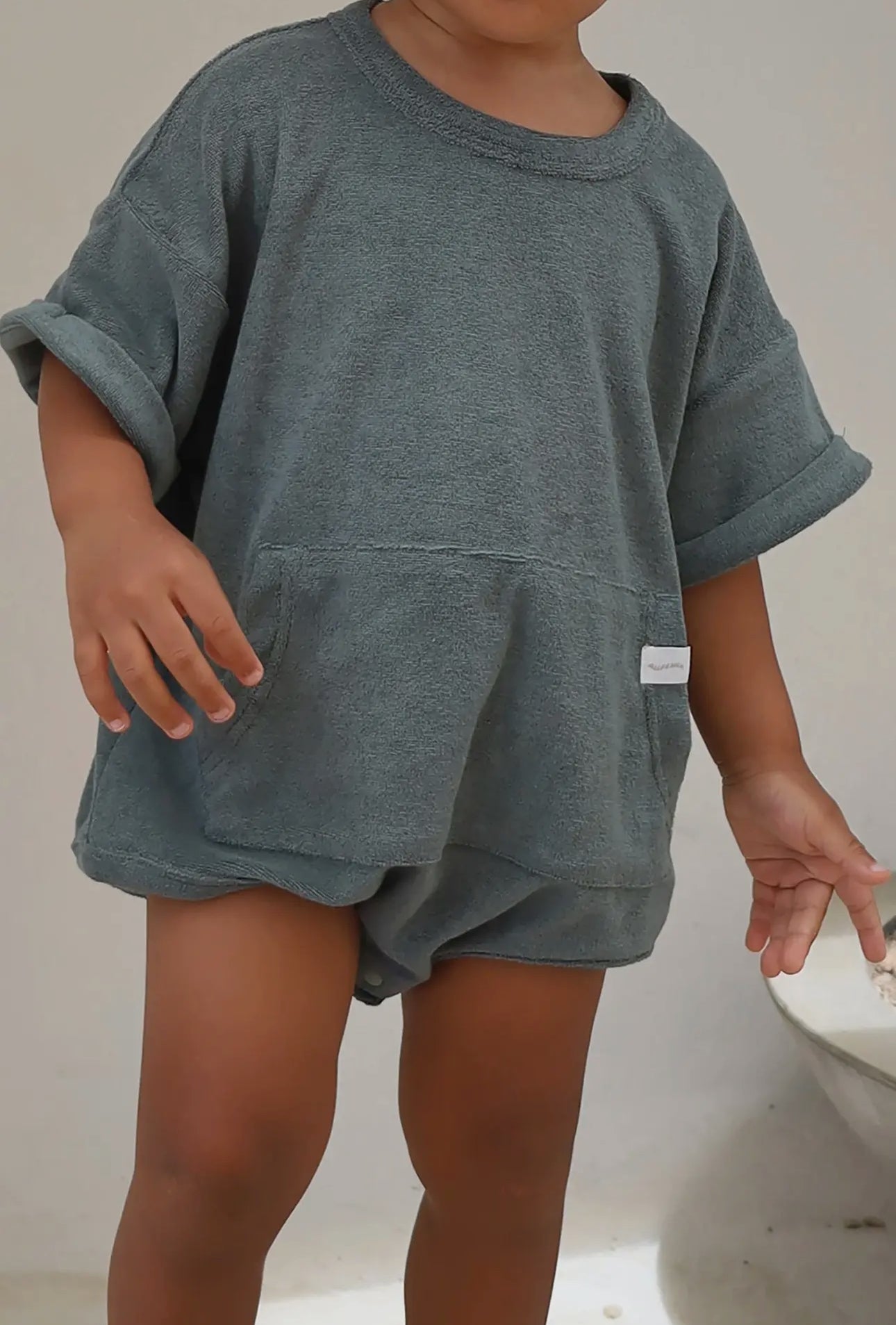 Mini Terry Romper - Olive Moss