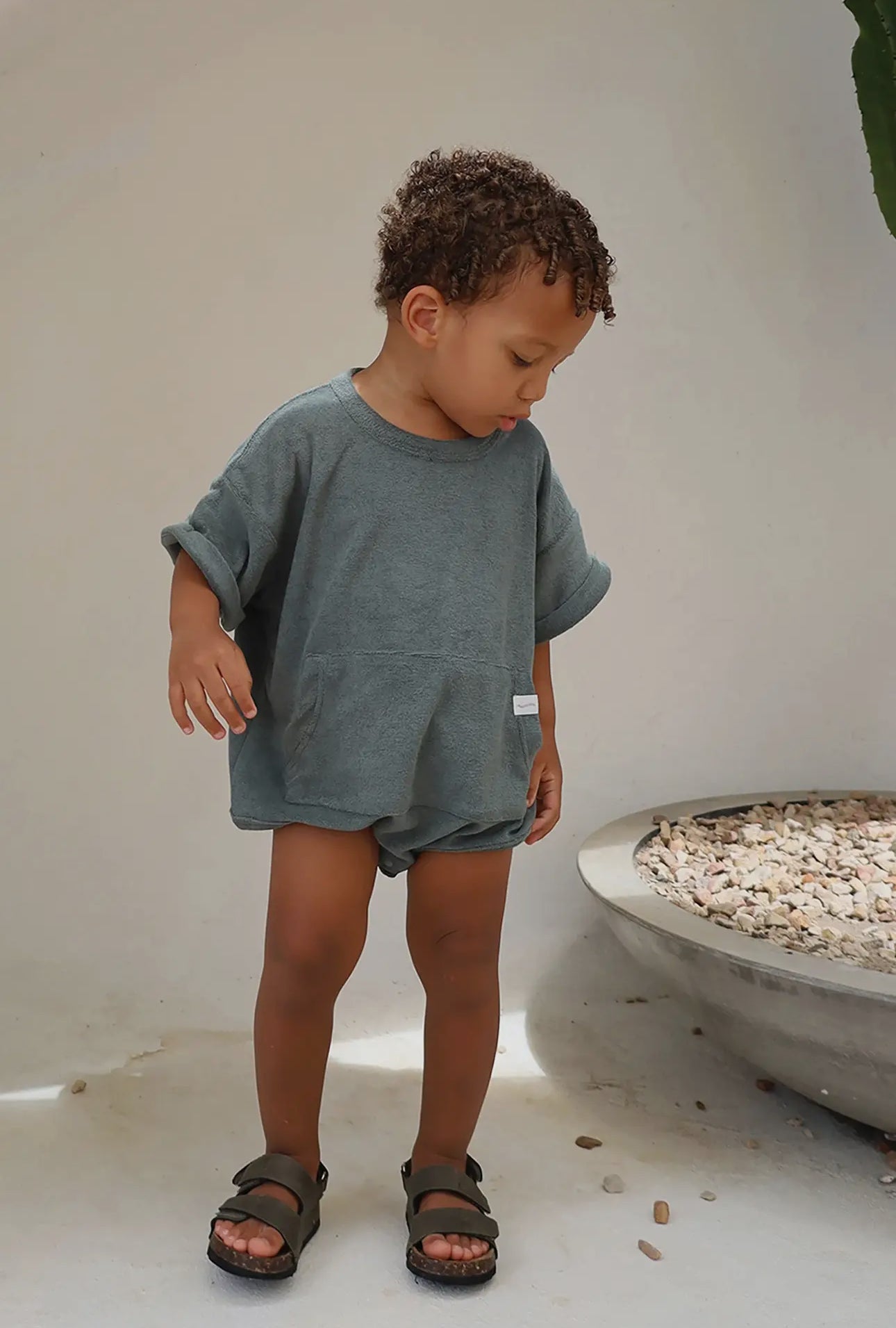 Mini Terry Romper - Olive Moss