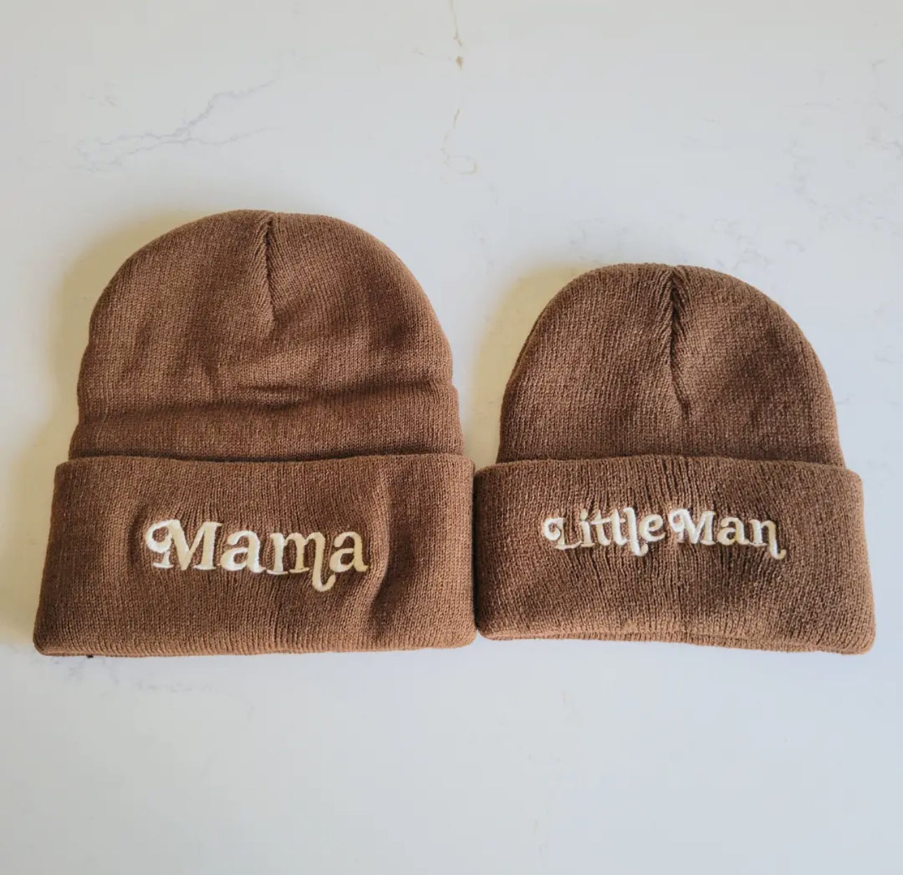 Matching Knit Hats - Mama - Dark Brown