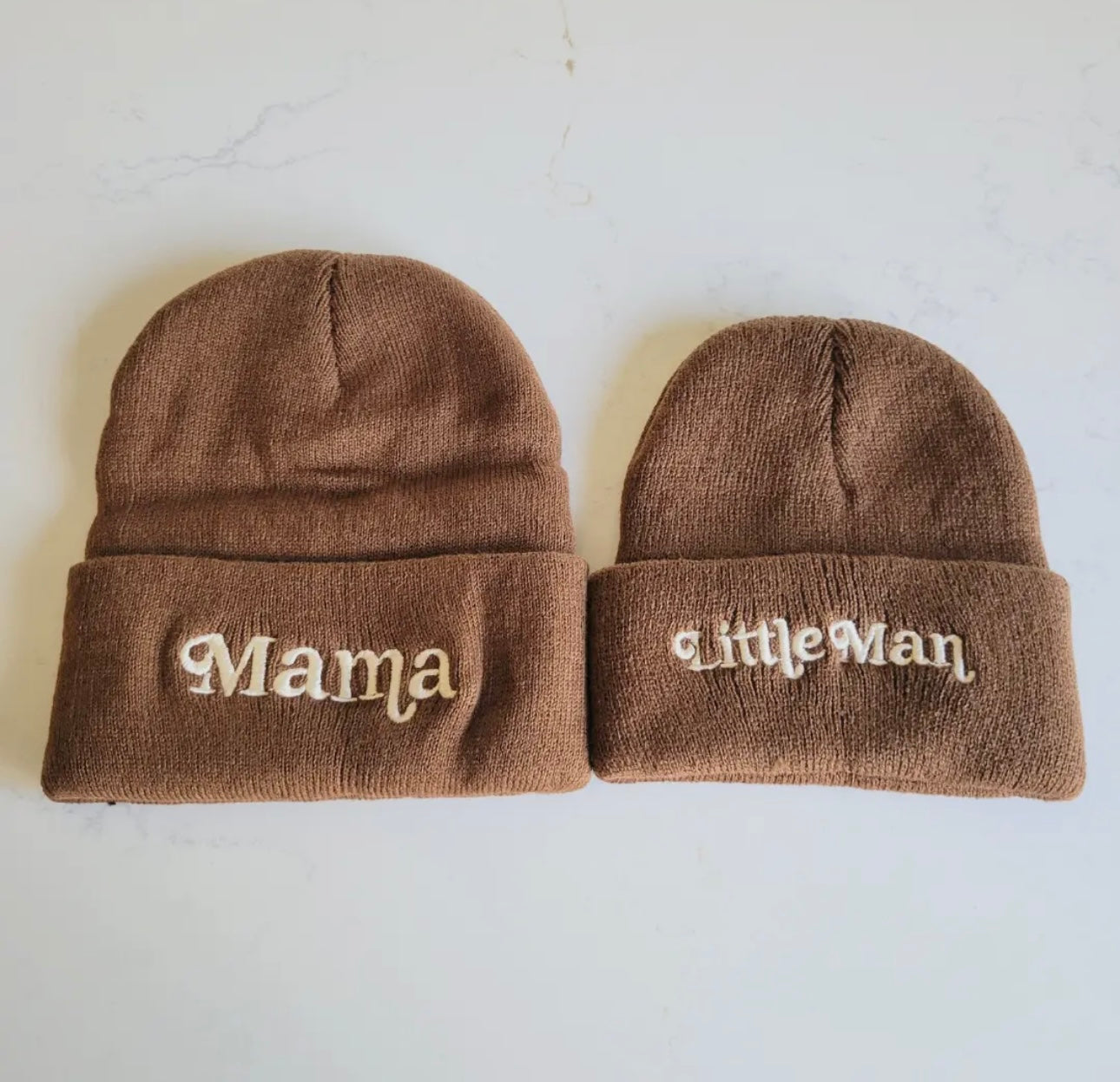 Matching Knit Hats - Little Man - Dark Brown