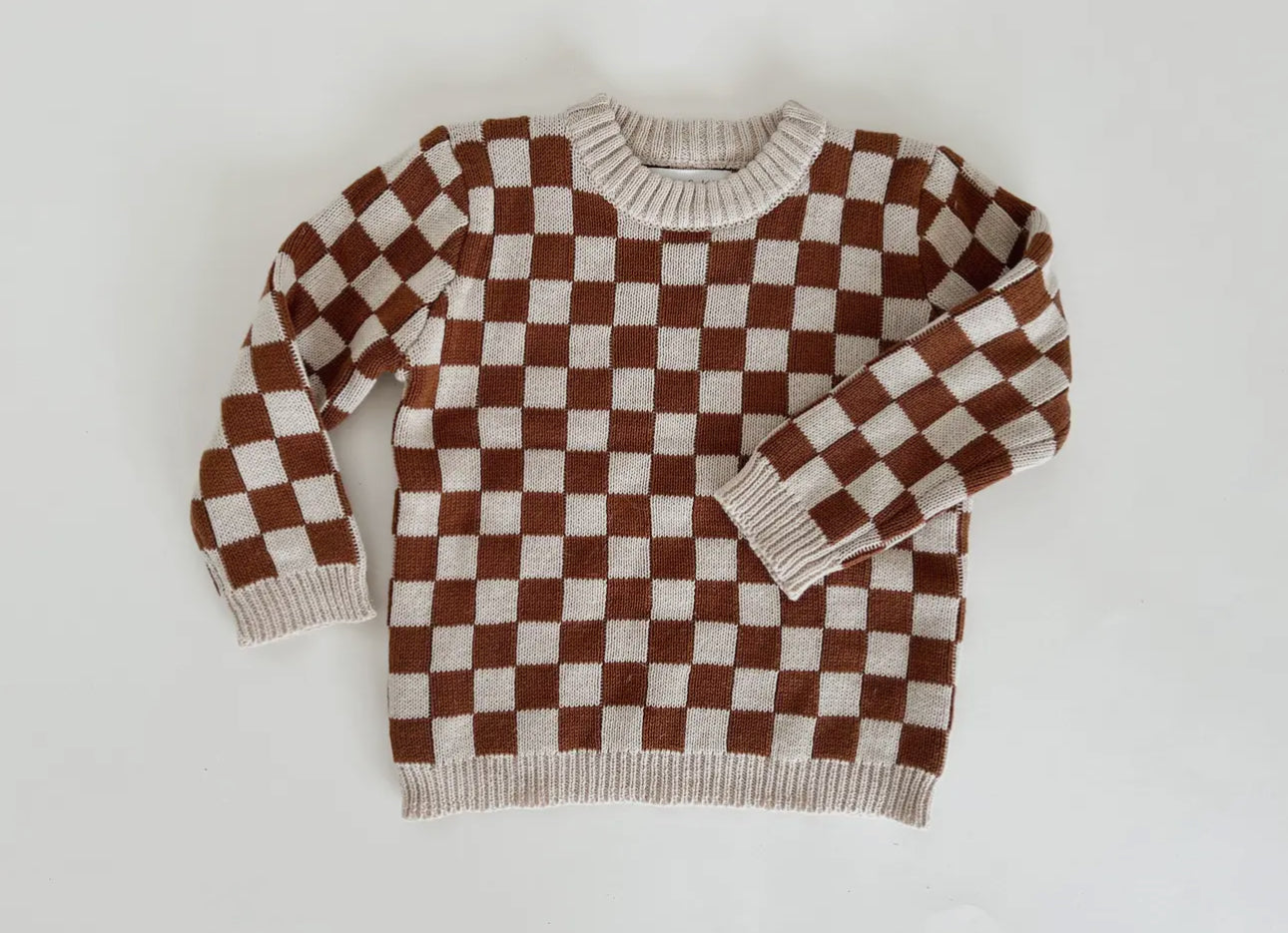 Checkered Knit Sweater - Russet