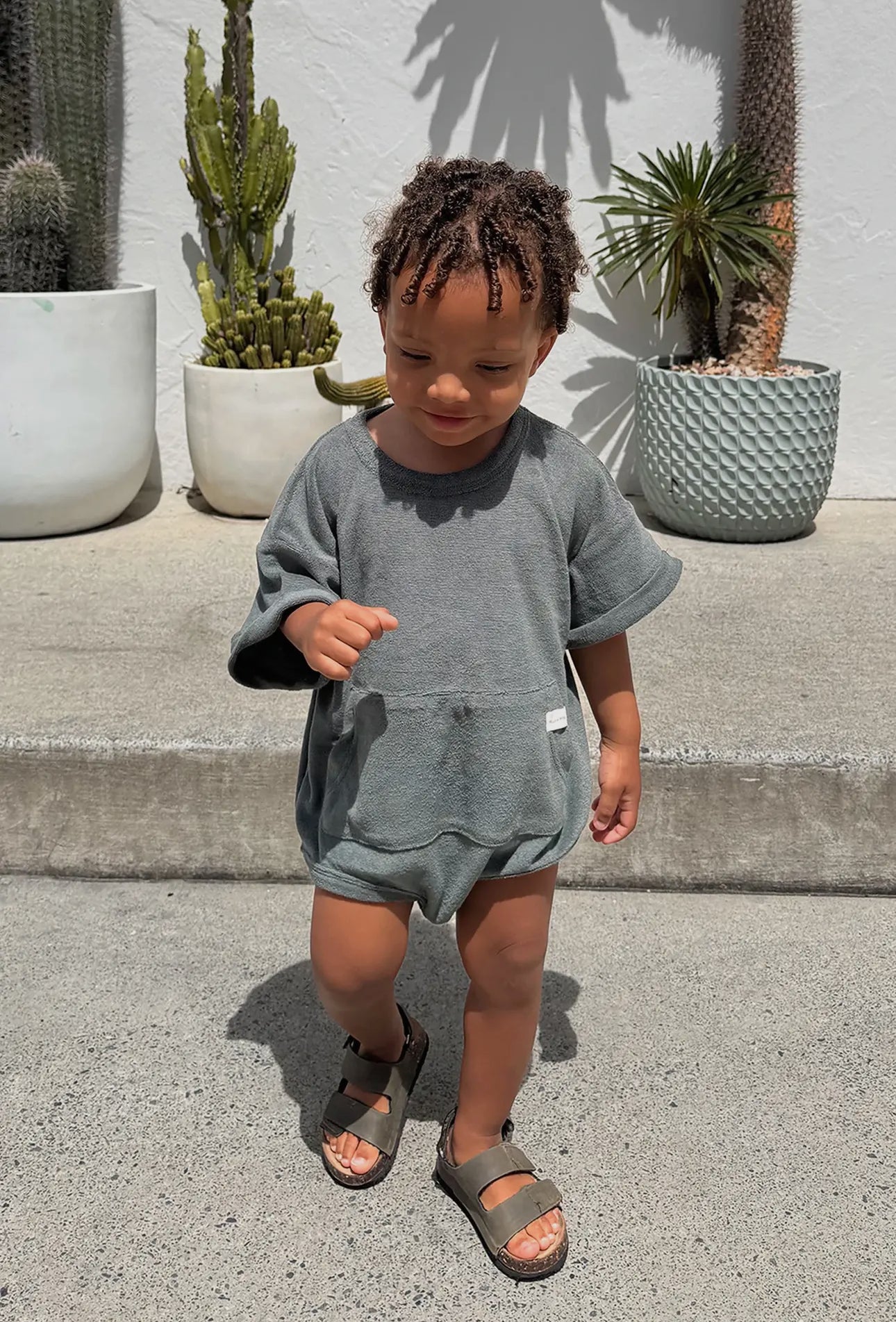 Mini Terry Romper - Olive Moss