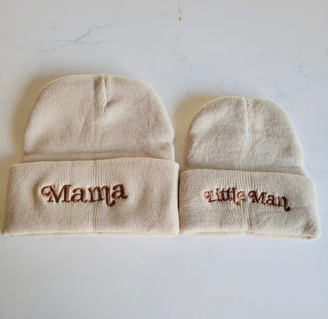 Matching Knit Hat - Mama - Beige