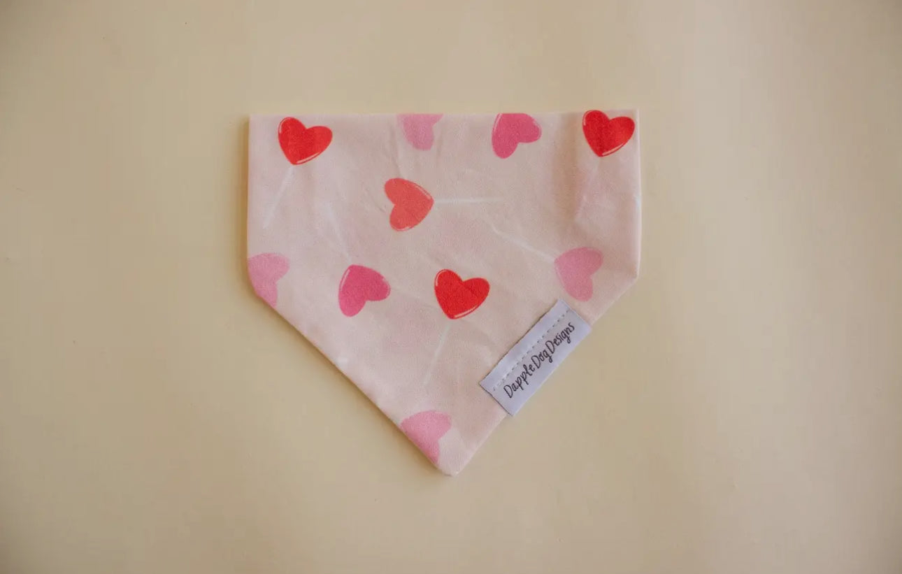 Heart Lollipops Bandana - Valentine’s Day Dog Bandana