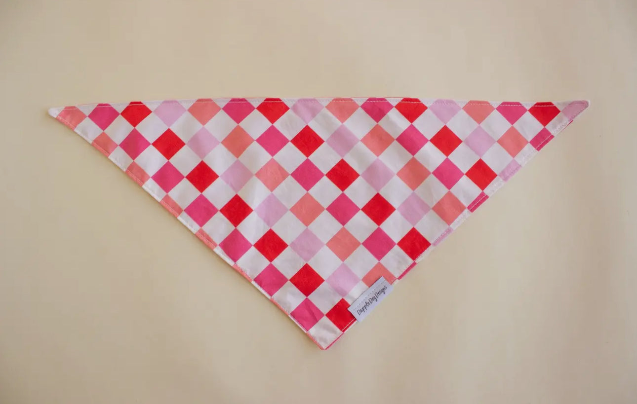 Pink Checkedboard Bandana- Valentine’s Day Dog Bandana