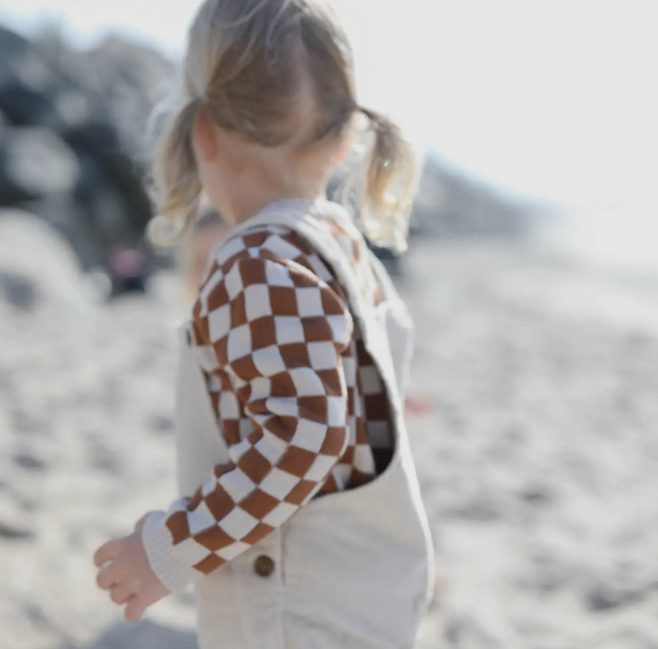 Checkered Knit Sweater - Russet