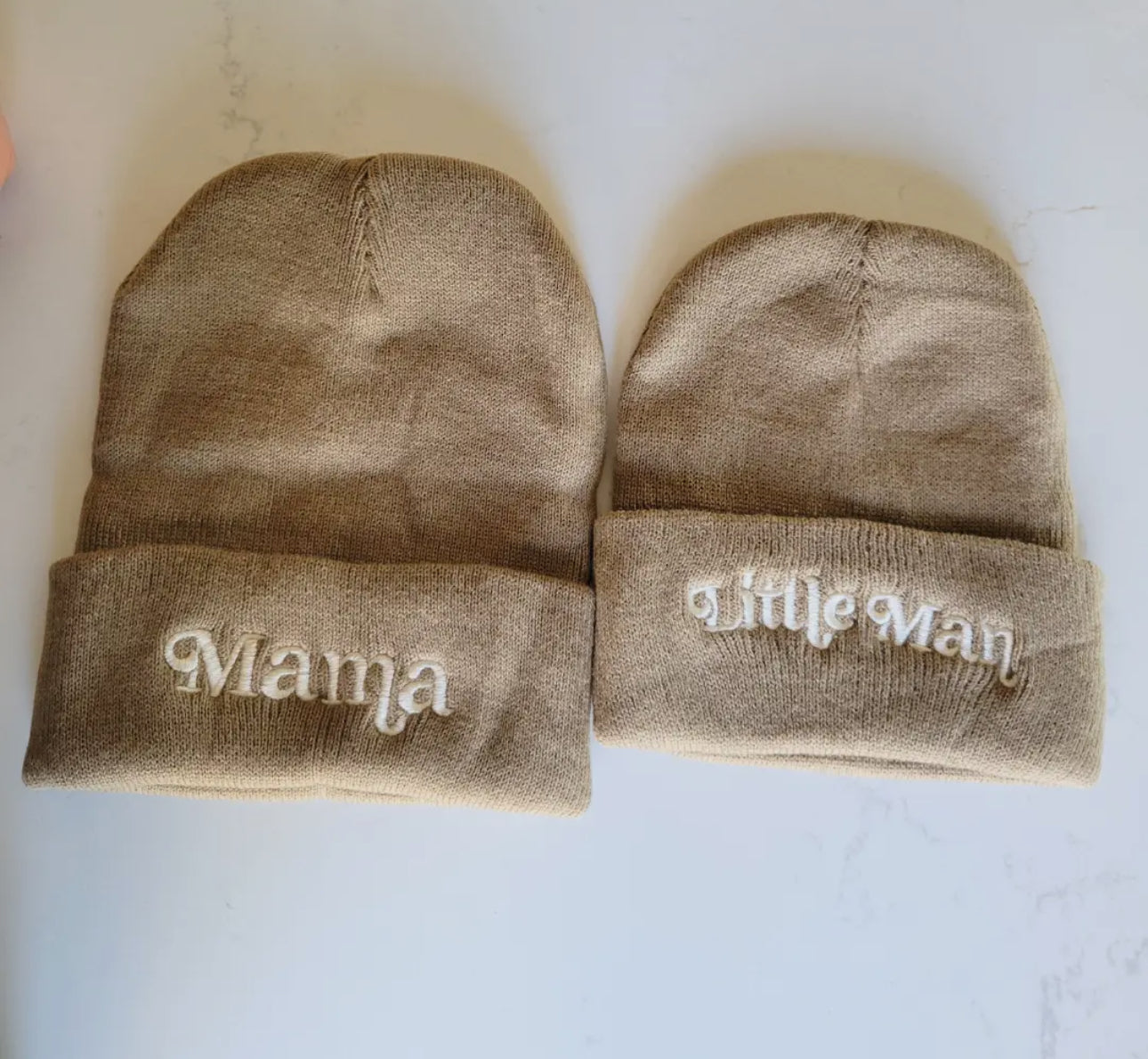 Matching Knit Hats - Little Man - Tan