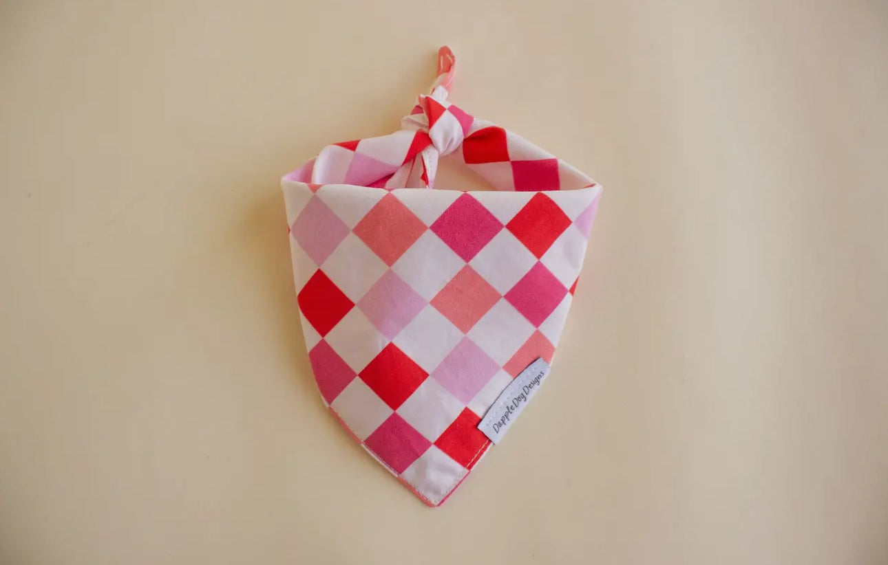 Pink Checkedboard Bandana- Valentine’s Day Dog Bandana