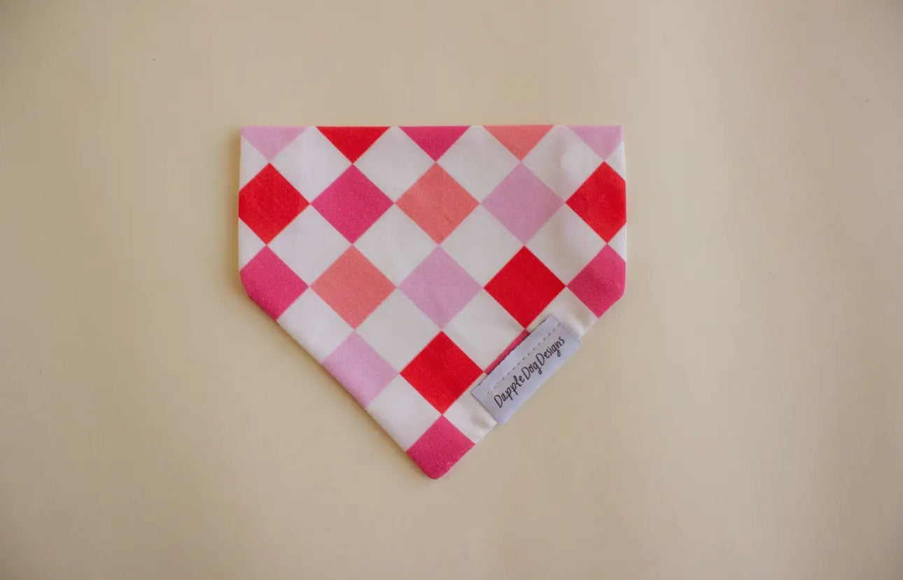 Pink Checkedboard Bandana- Valentine’s Day Dog Bandana