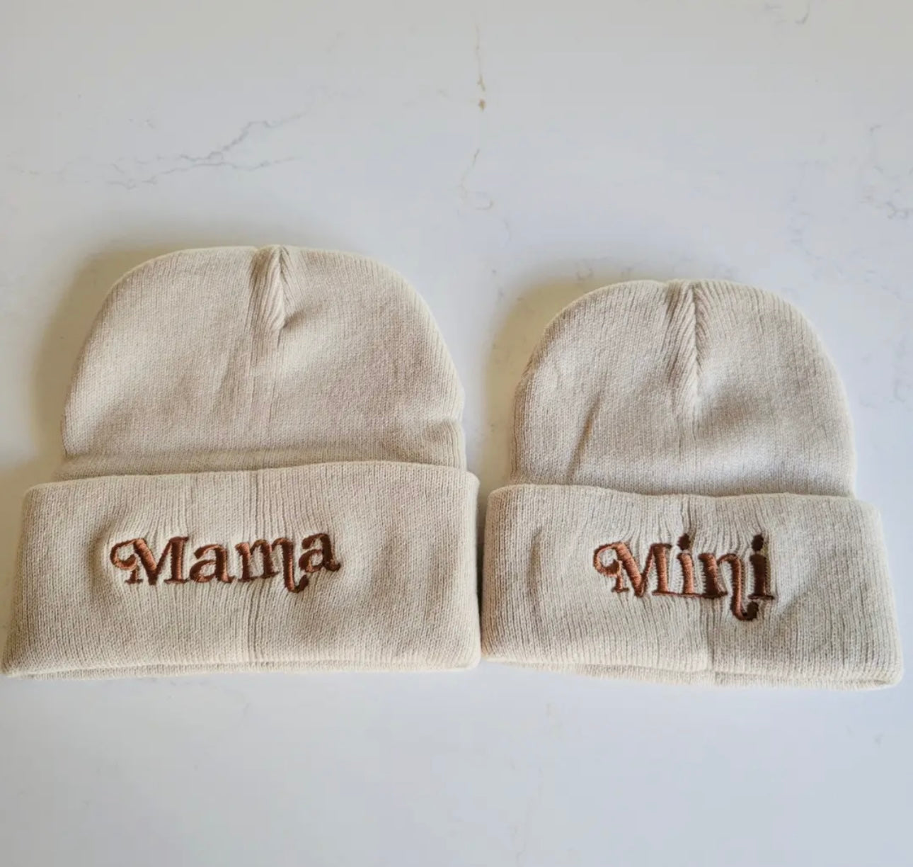 Matching Knit Hat - Mama - Beige