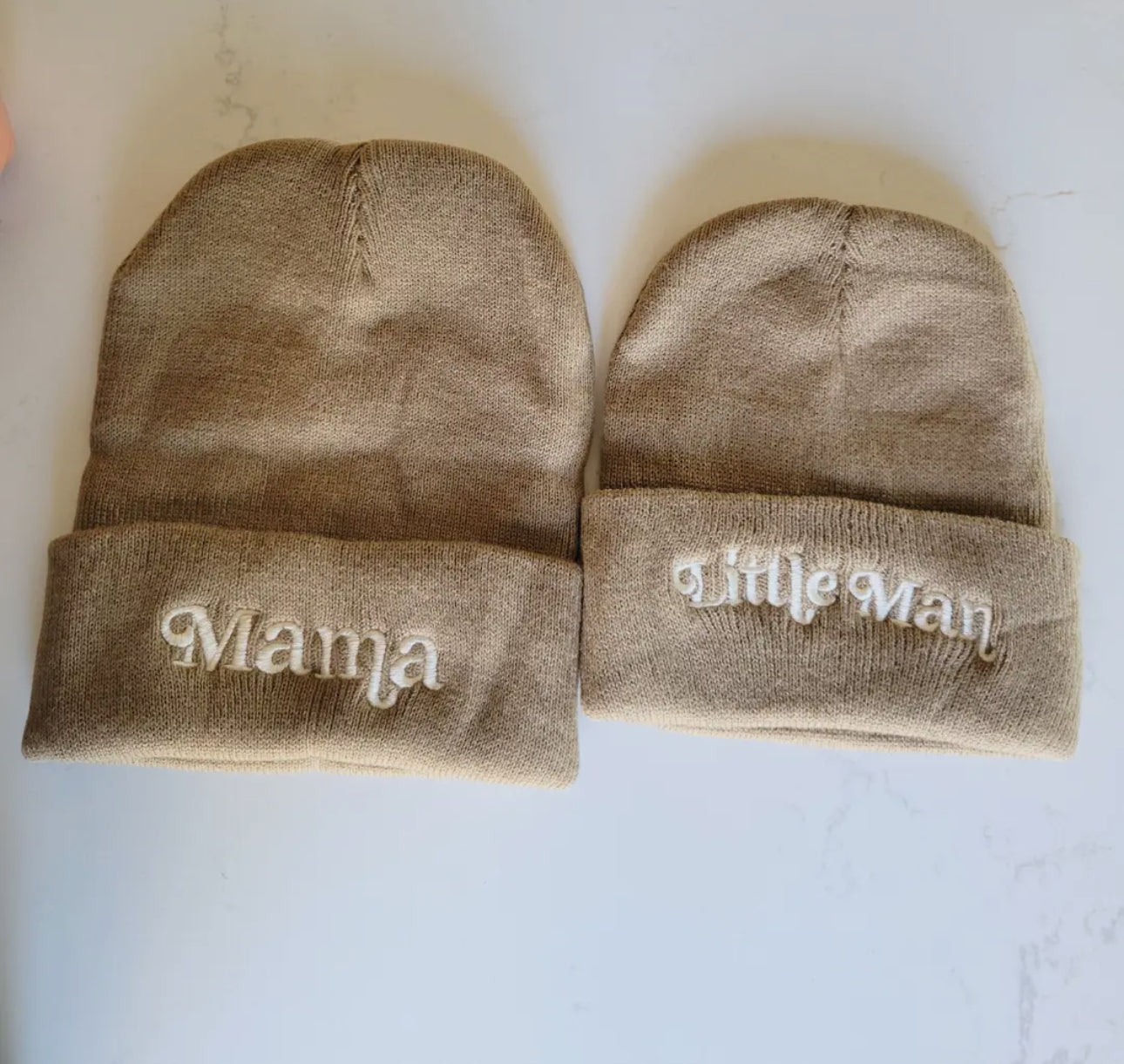 Matching Knit Hats - Mama - Tan