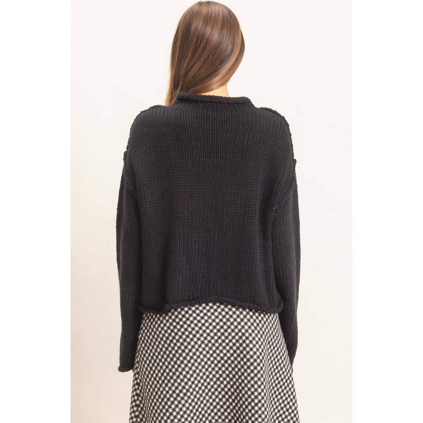 Rolled Collar Loose Knit Sweater IN OATMEAL