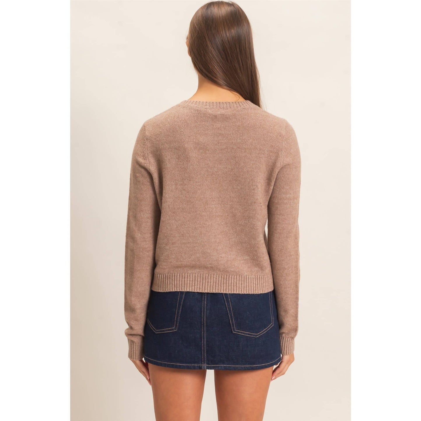 Crew Neck Cardigan *CHARCOAL*