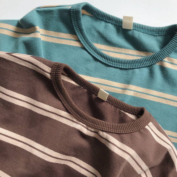 Striped Long Sleeve T-Shirt for Kids Casual Soft Cotton Tee