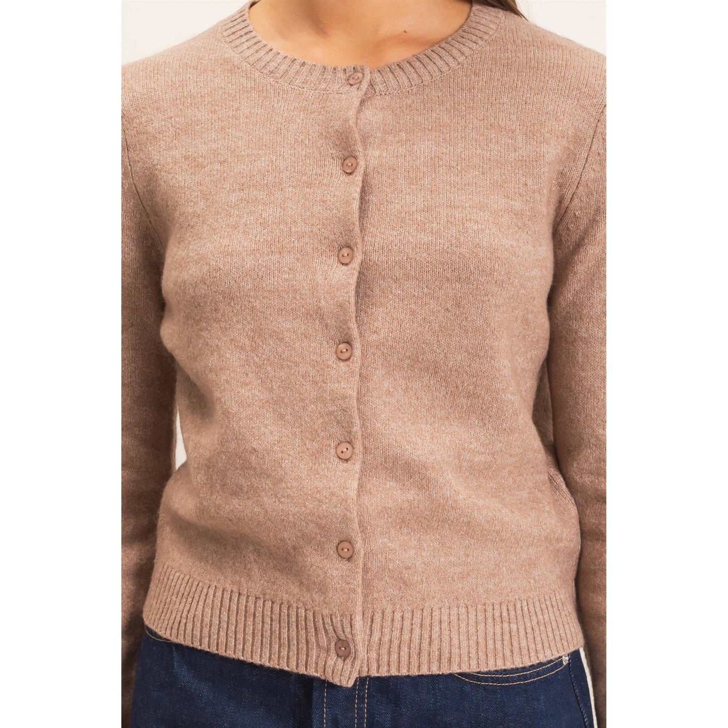 Crew Neck Cardigan *CHARCOAL*